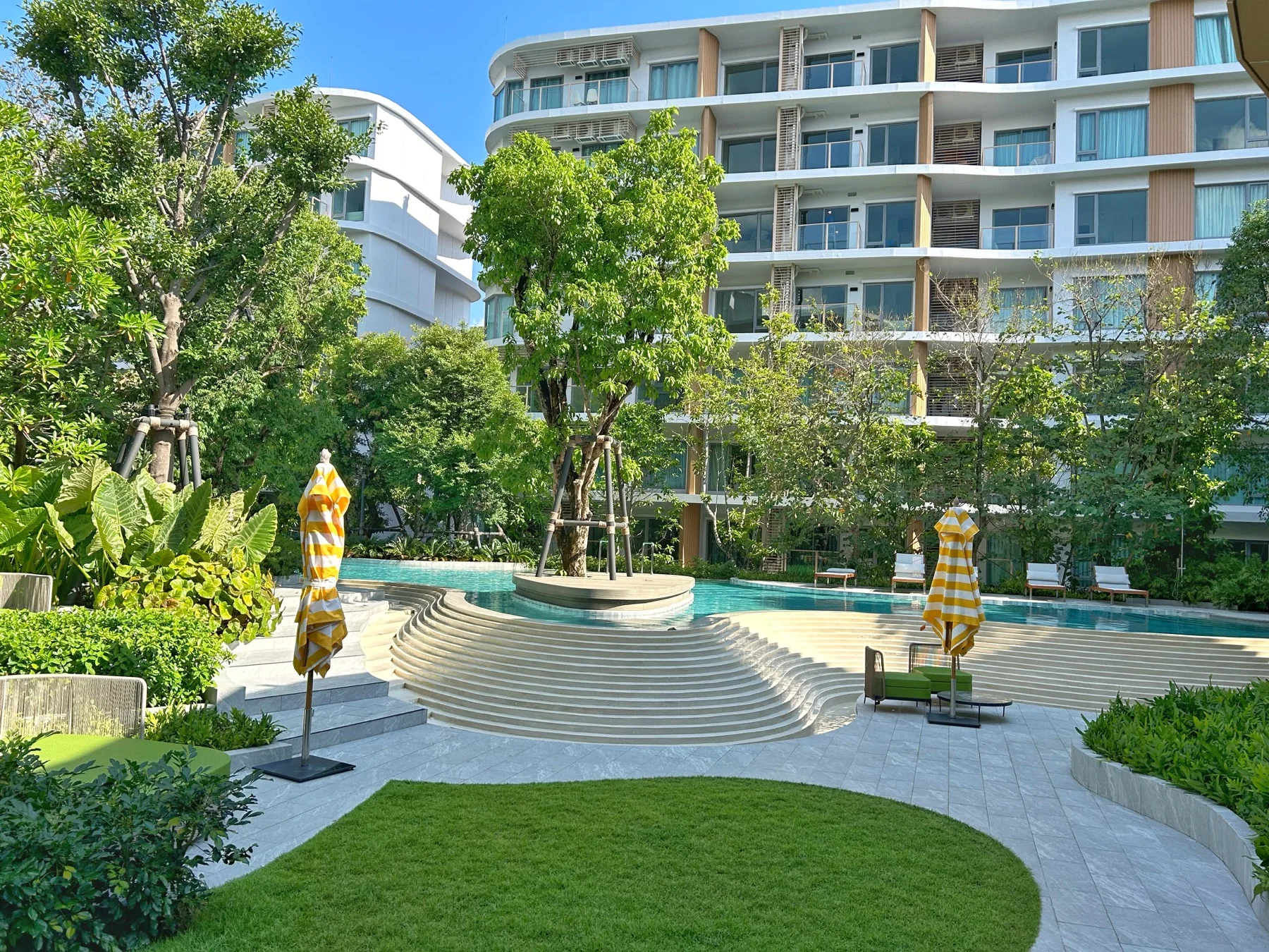 Pool surrounded by tropical planting